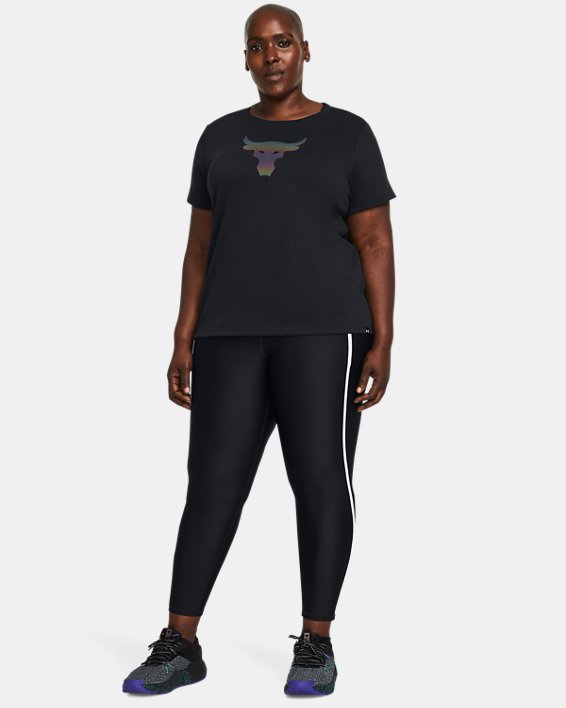 Women's Project Rock Night Shift Heavyweight Short Sleeve in Black image number 2